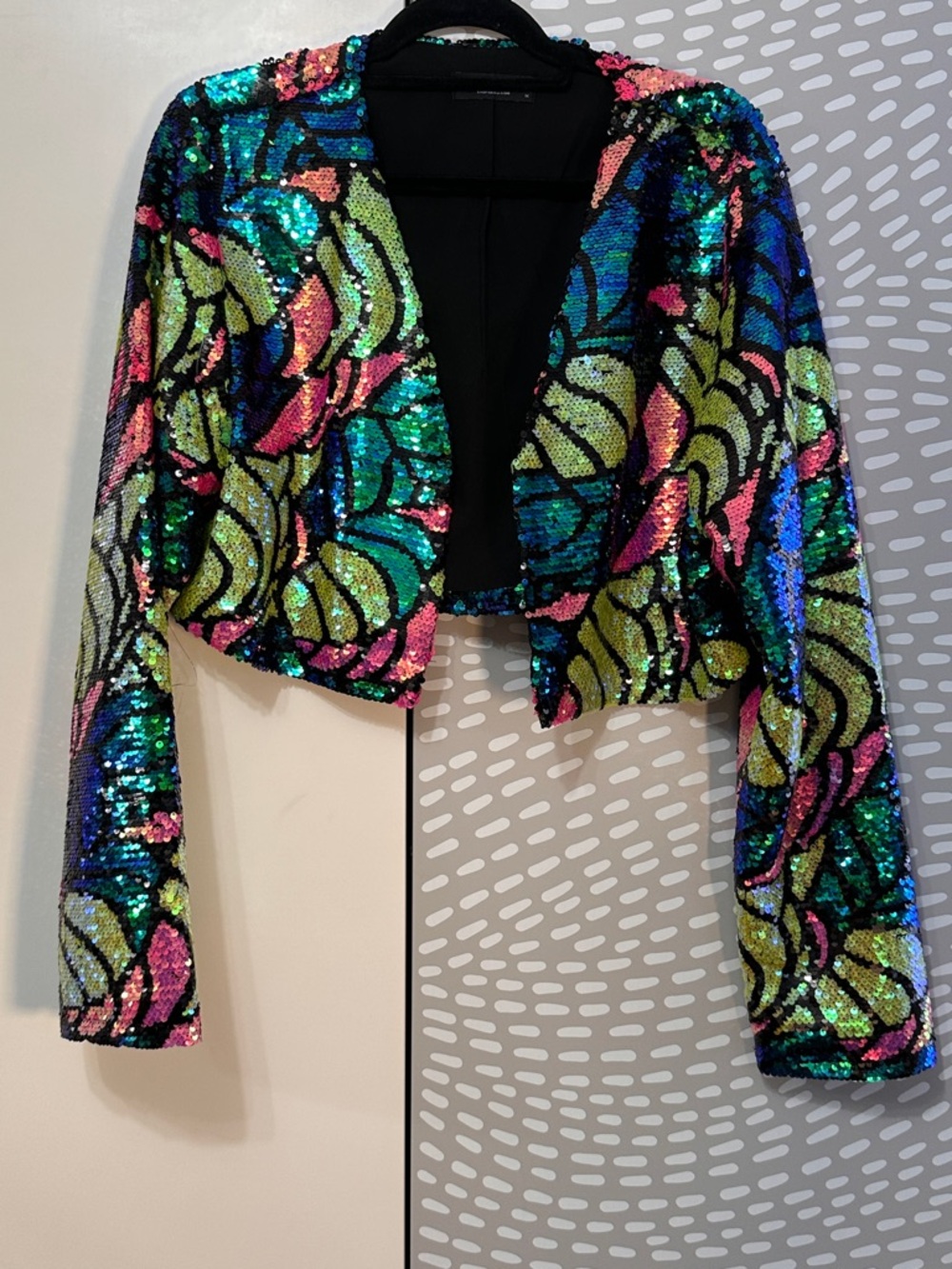 AKIRA Better to Love at Midnight Multicolor Sequin Cropped Blazer Size 1X - Picture 5 of 8